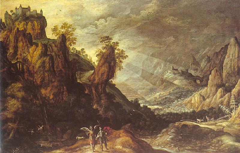 Kerstiaen de Keuninck Landscape with Tobias and the Angel